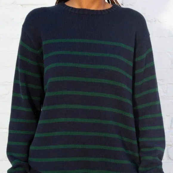 Green And Brianna Striped Sweater Green Brandy Melville Sweaters